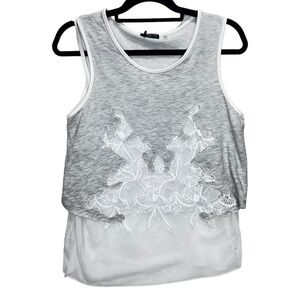 Dex Top White Size Small Layered Tank Gray White Lace Cottagecore Feminine